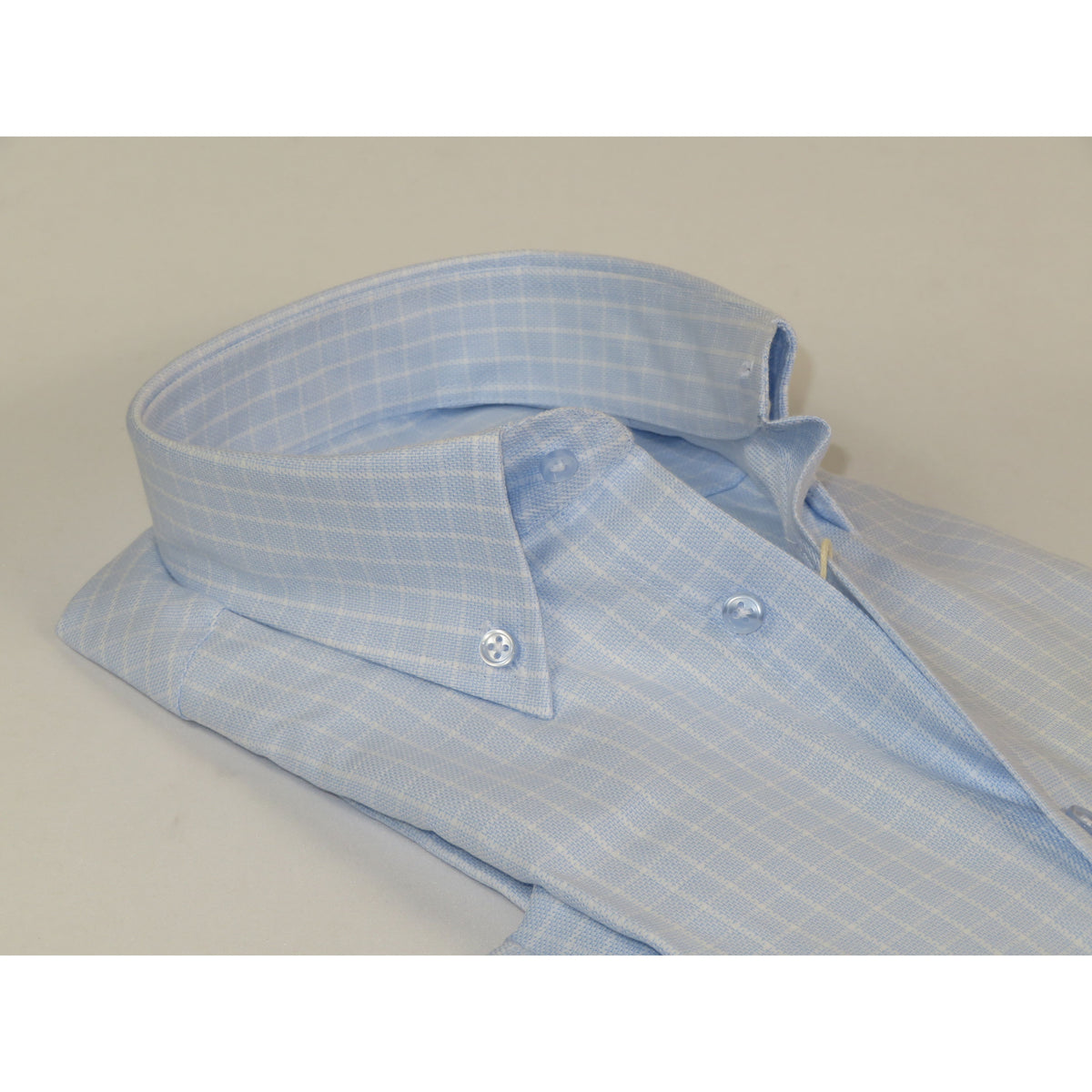 Mens 100% Cotton Shirt Manschett Turkey Slim Fit Oxford Button Down Collar 7035-19 Blue Checker