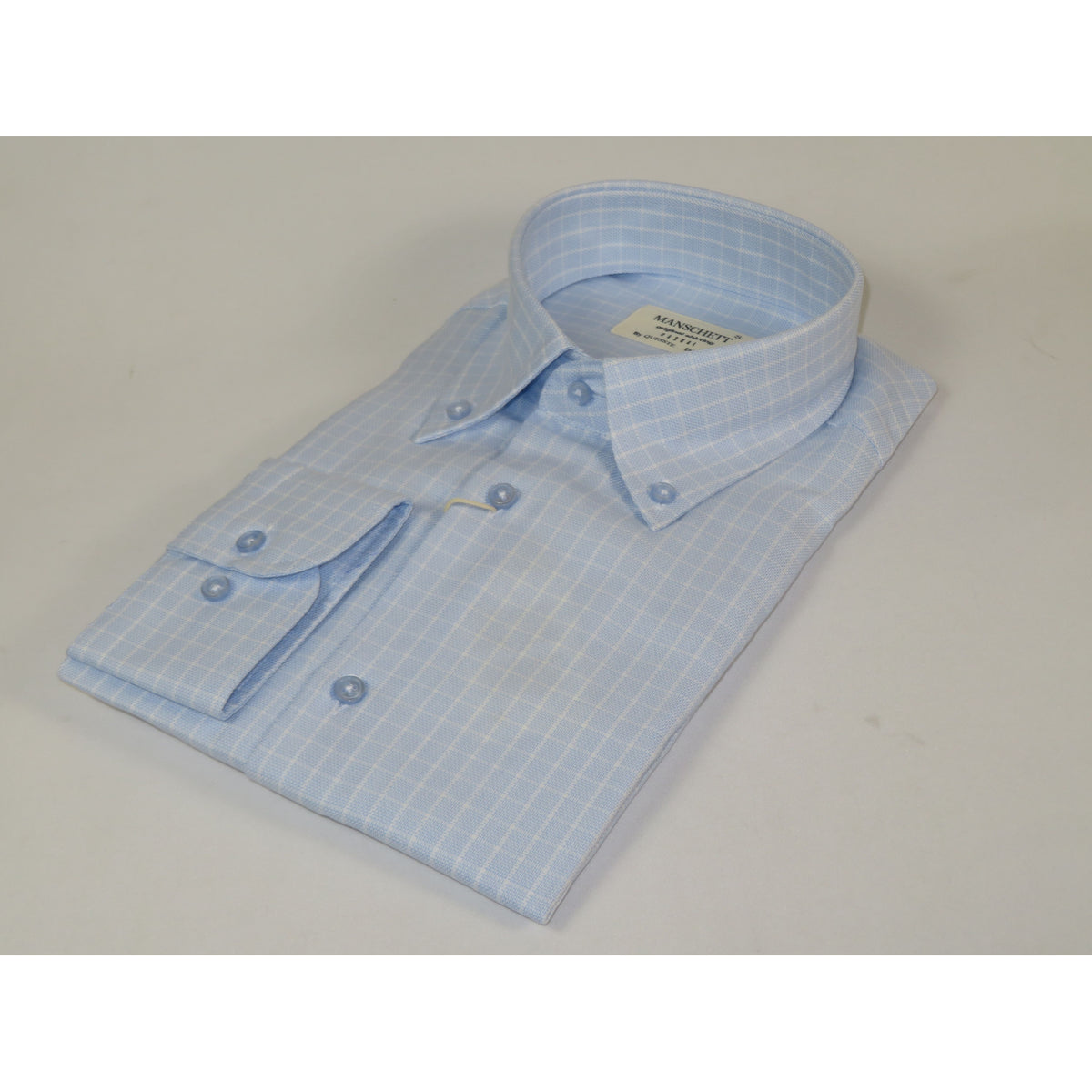 Mens 100% Cotton Shirt Manschett Turkey Slim Fit Oxford Button Down Collar 7035-19 Blue Checker