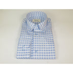 Mens 100% Cotton Shirt Manschett Turkey Slim Fit Button Down Collar 7035-23 Blue Checker