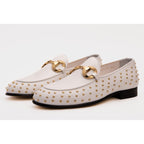 The Jupiter  Shoe White Spike Leather  Bit Dress Loafer Limited Edition Men Shoe