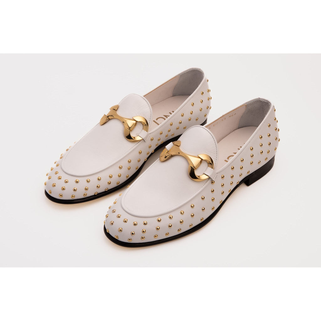 The Jupiter  Shoe White Spike Leather  Bit Dress Loafer Limited Edition Men Shoe