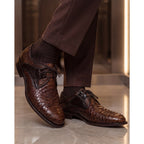 Vinci The Valmont Tan Snake Leather Derby Men Shoe