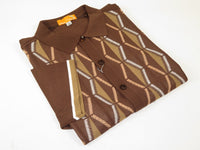 Mens Stacy Adams Italian Style Knit Woven Shirt Short Sleeves 71027 Brown