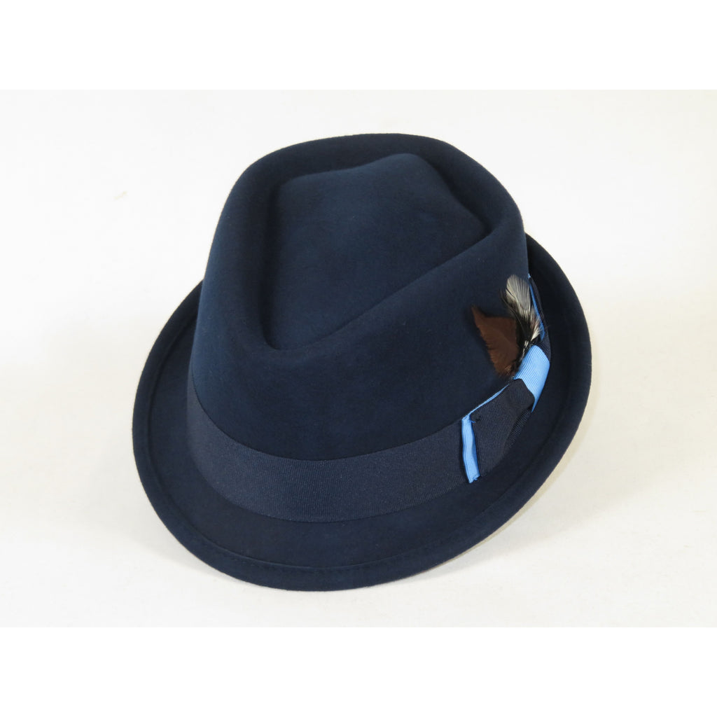 Men's Broner Wool Hat diamond crown fedora THE AVENUE 73-4604 Navy