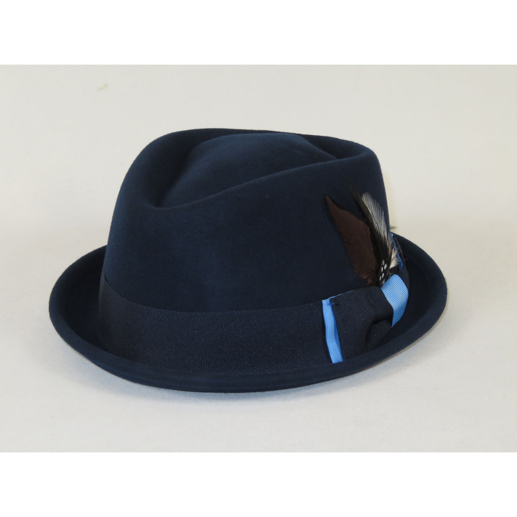 Men's Broner Wool Hat diamond crown fedora THE AVENUE 73-4604 Navy