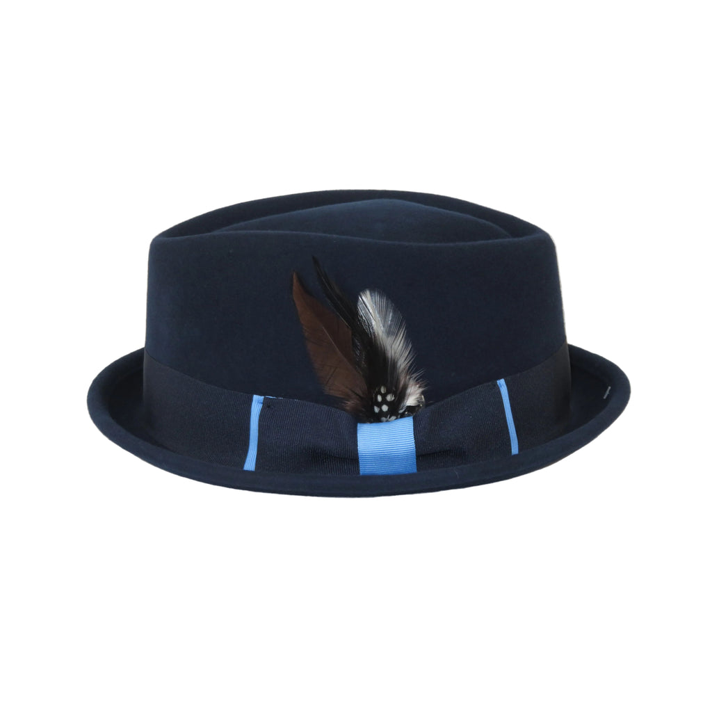 Men's Broner Wool Hat diamond crown fedora THE AVENUE 73-4604 Navy