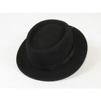 Men's Broner Wool Hat Pork Pie Telescope Crown STOUT 73-701 Black