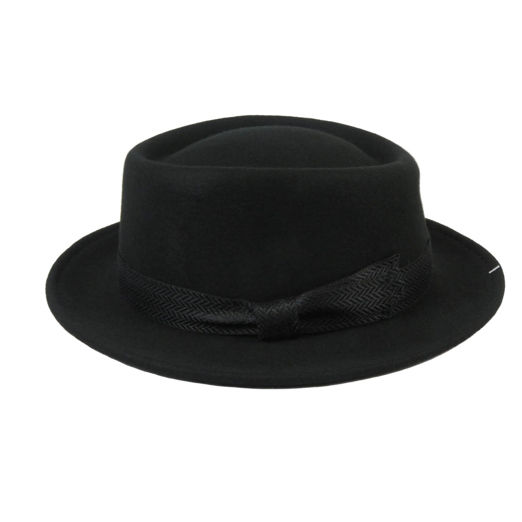 Men's Broner Wool Hat Pork Pie Telescope Crown STOUT 73-701 Black
