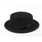 Men's Broner Wool Hat Pork Pie Telescope Crown STOUT 73-701 Black