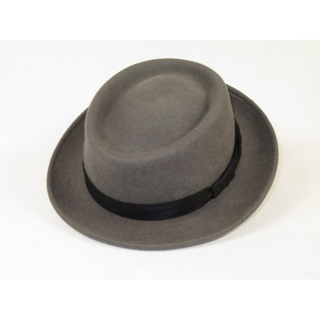 Men's Broner Wool Hat Pork Pie Telescope Crown STOUT 73-703 Steel Gray