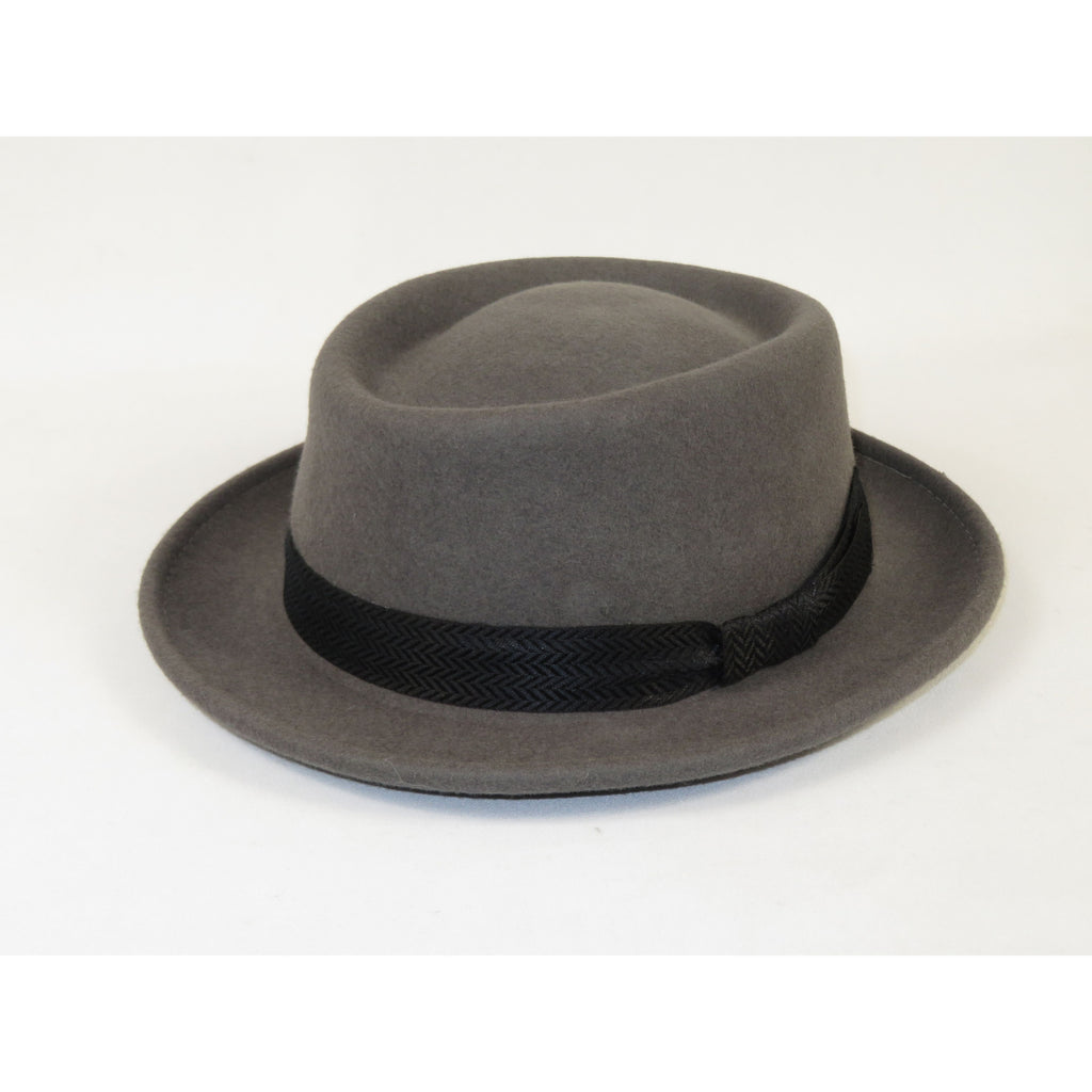 Men's Broner Wool Hat Pork Pie Telescope Crown STOUT 73-703 Steel Gray