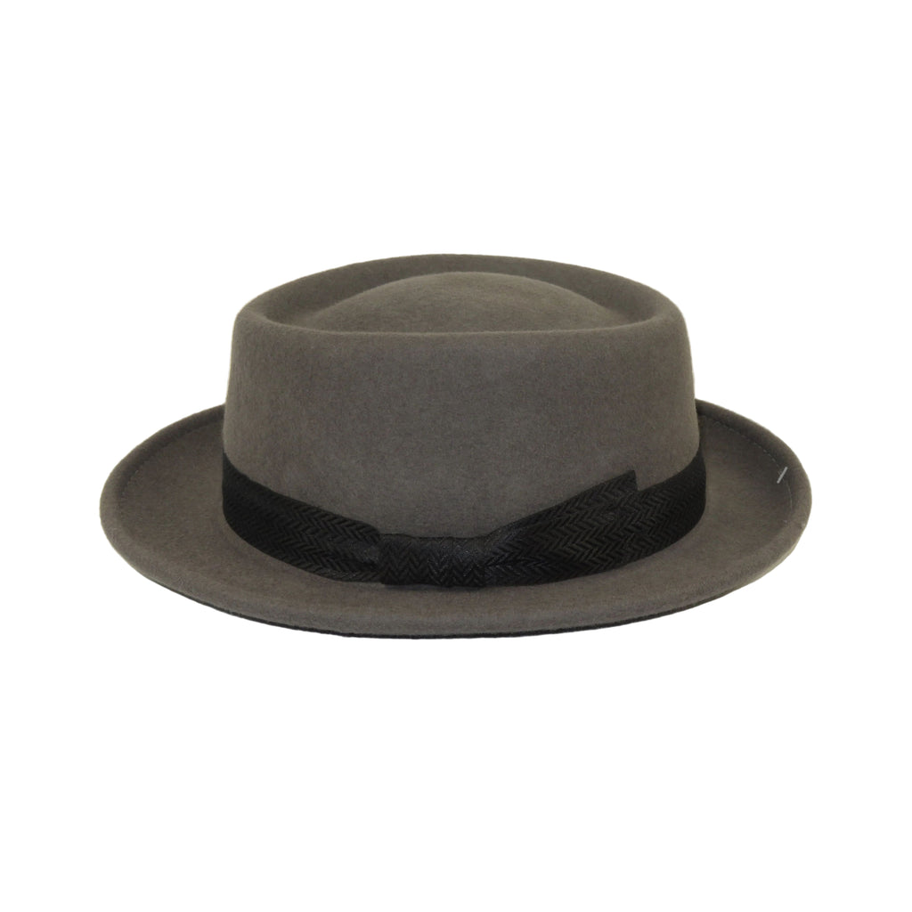 Men's Broner Wool Hat Pork Pie Telescope Crown STOUT 73-703 Steel Gray
