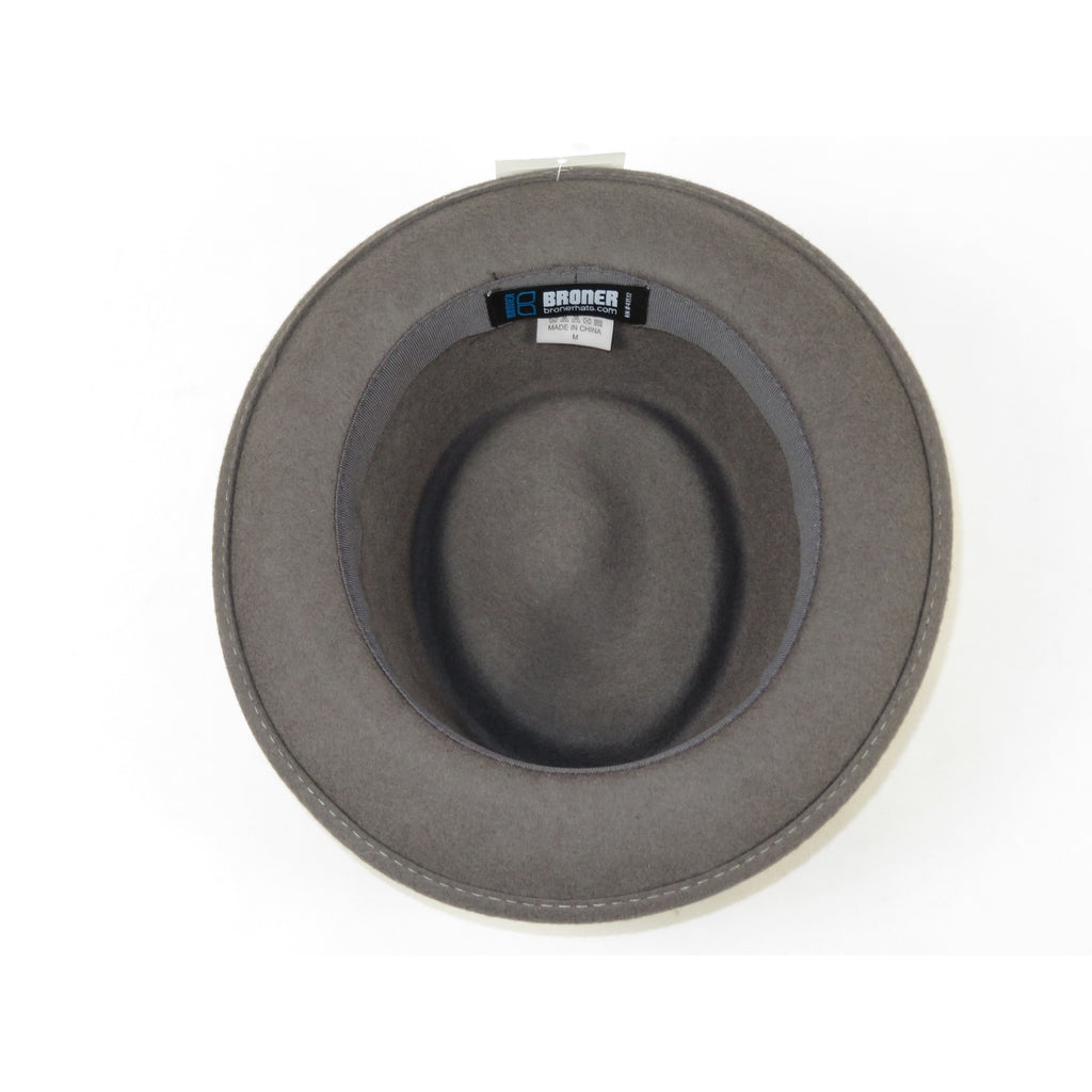 Men's Broner Wool Hat Pork Pie Telescope Crown STOUT 73-703 Steel Gray