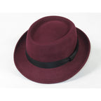 Men's Broner Wool Hat Pork Pie Telescope Crown STOUT 73-705 Merlot Wine