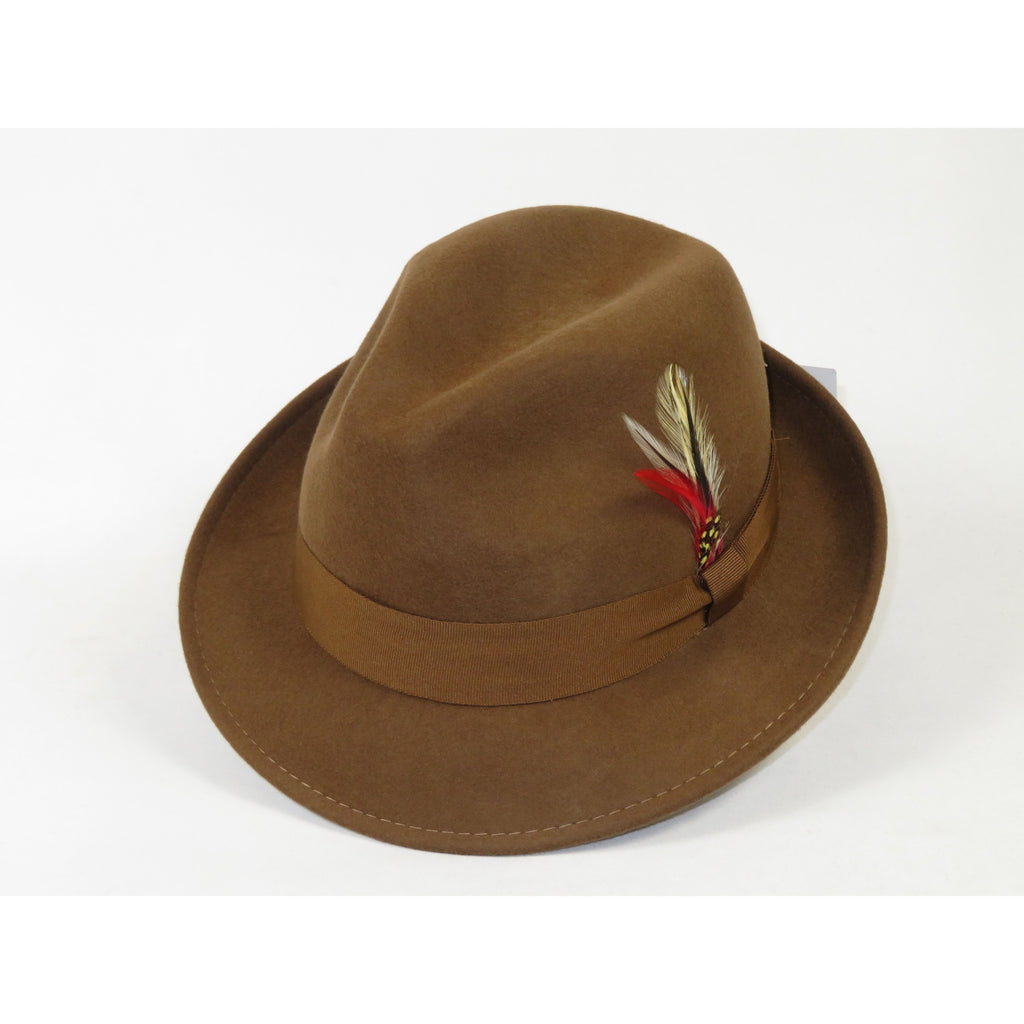 Men's Broner Wool Hat Classic Soft Fedora SCORSESE 73-782 Pecan Brown