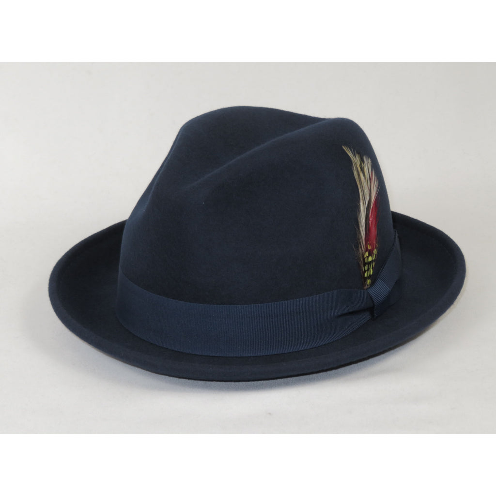 Men's Broner Wool Hat Classic Soft Fedora SCORSESE 73-784 Navy Blue