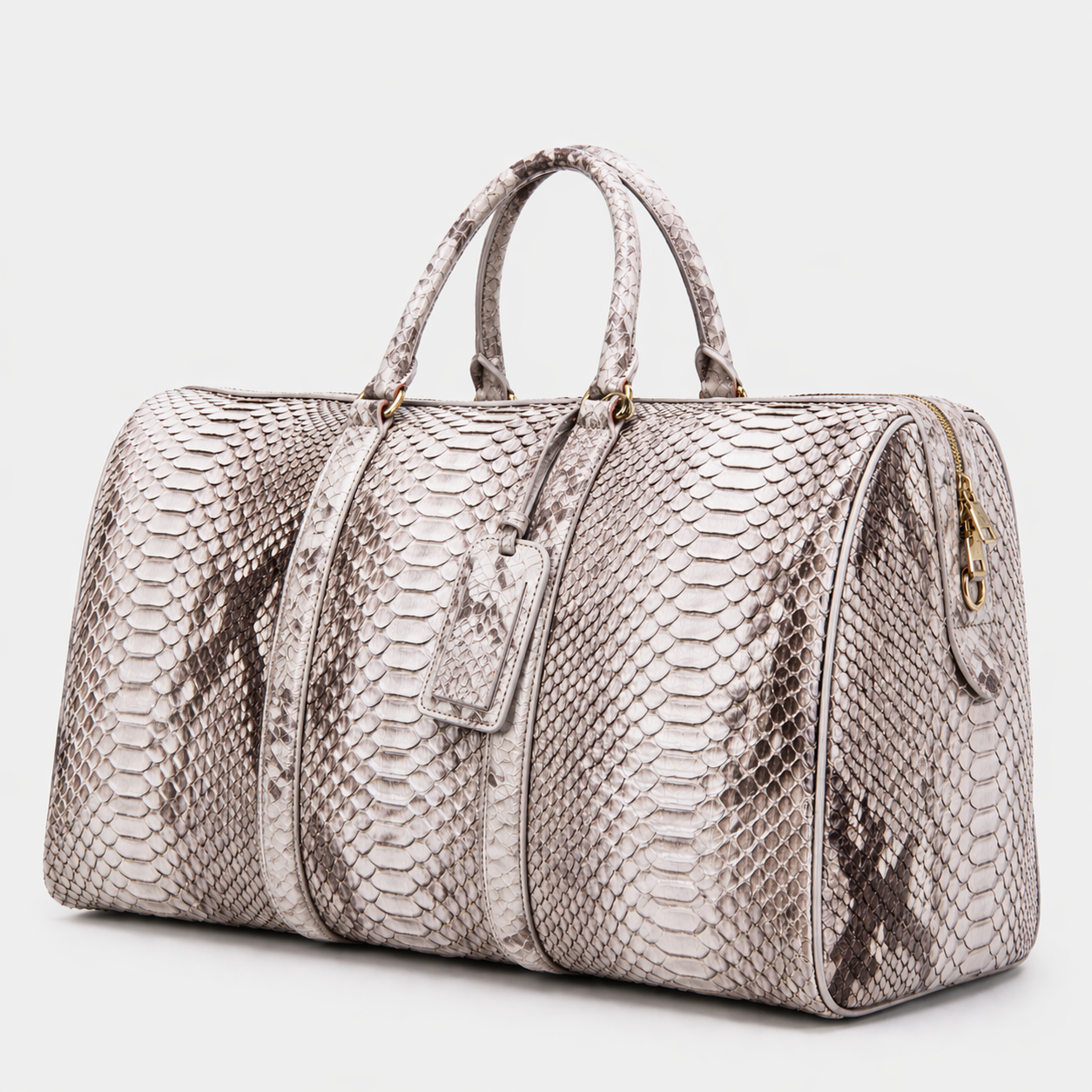 The Velar Nutural  Hand-Painted Snake Leather Weekender Bag