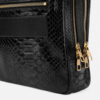 The Cortona Black Snake Leather Men’s Laptop Briefcase