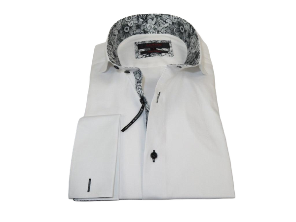 Men's Axxess Turkey Shirt 100% Cotton High Collar 224-13 French Cuffs White