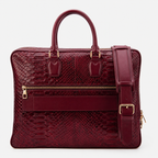 The Cortona Burgundy Snake Leather Men’s Laptop Briefcase