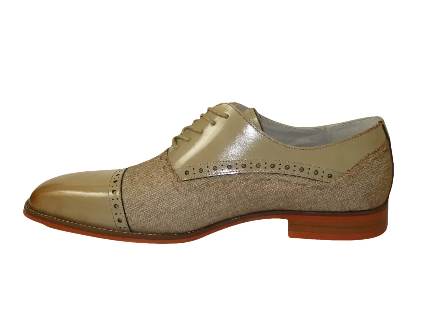 Men's Giovanni Shoes High Quality Leather/Fabric Cap Toe REED Natural Tan