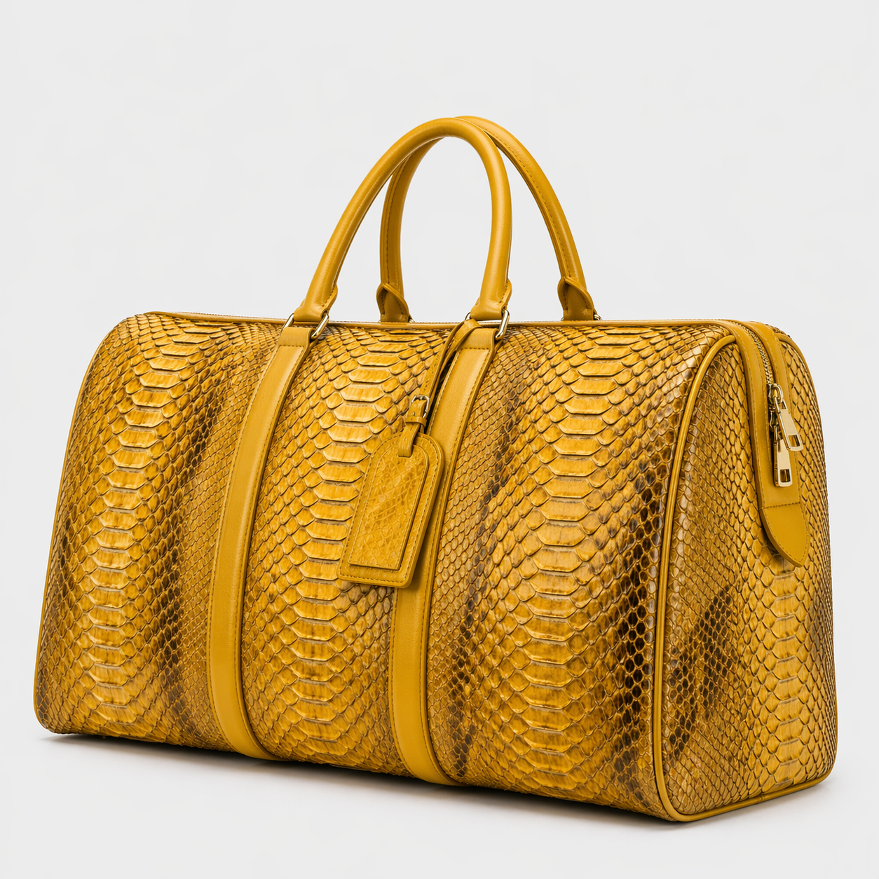 The Velar Yellow  Hand-Painted Python Leather Weekender Bag