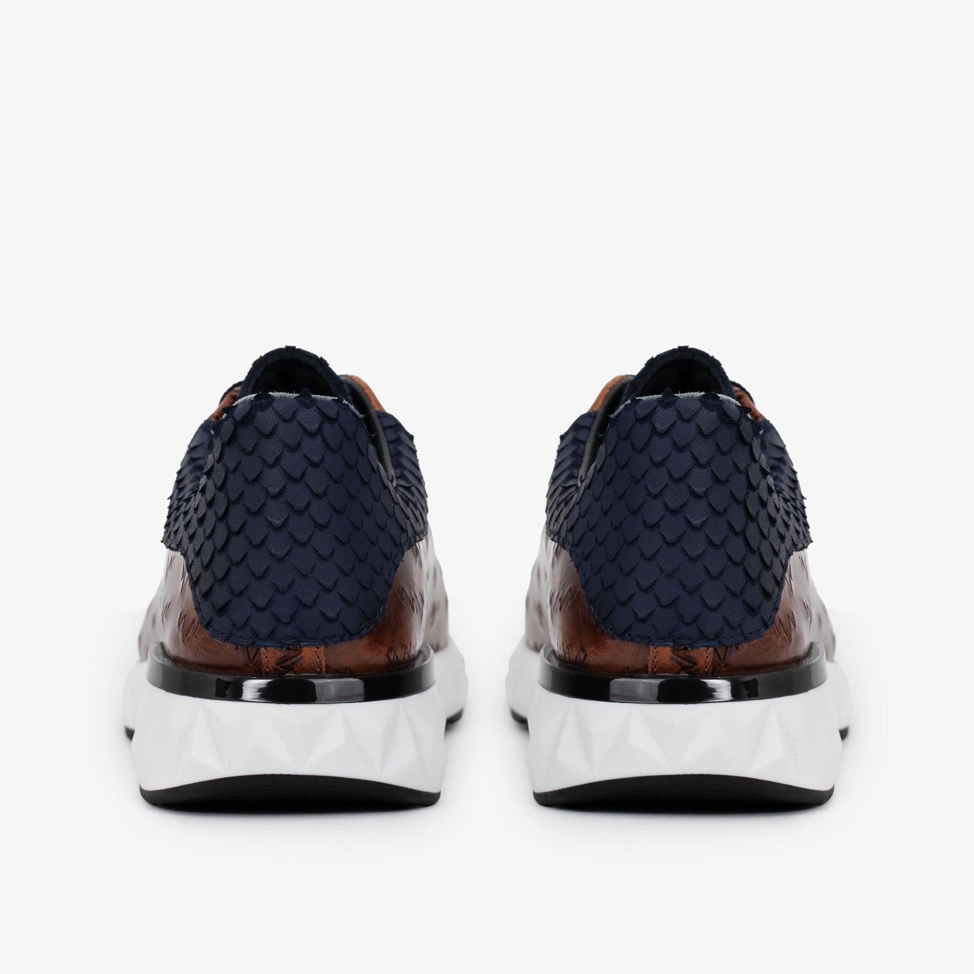 The Caesars Navy & Tan Leather Men Sneaker