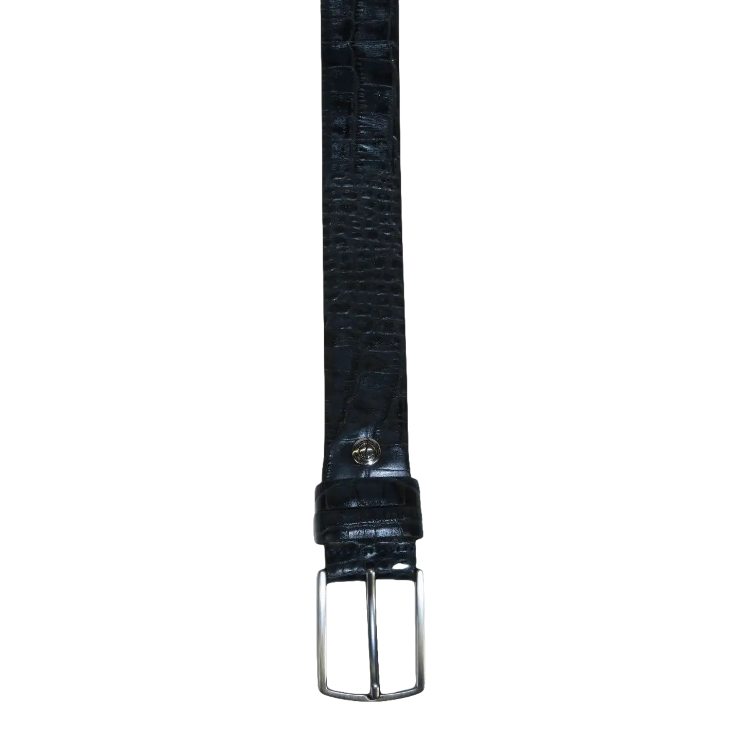Men's Belt By PICCODER Turkey Genuine Leather Embossed Crocodile 8100 Navy