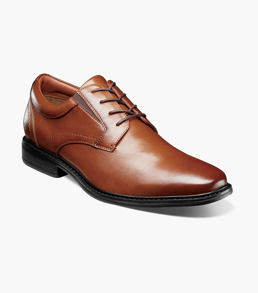 Nunn Bush Jarvis Plain Toe Oxford Men's Shoes Dressy Cognac 81544-221