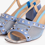 Vinci The Linea Blue Leather Women Slingback Sandal