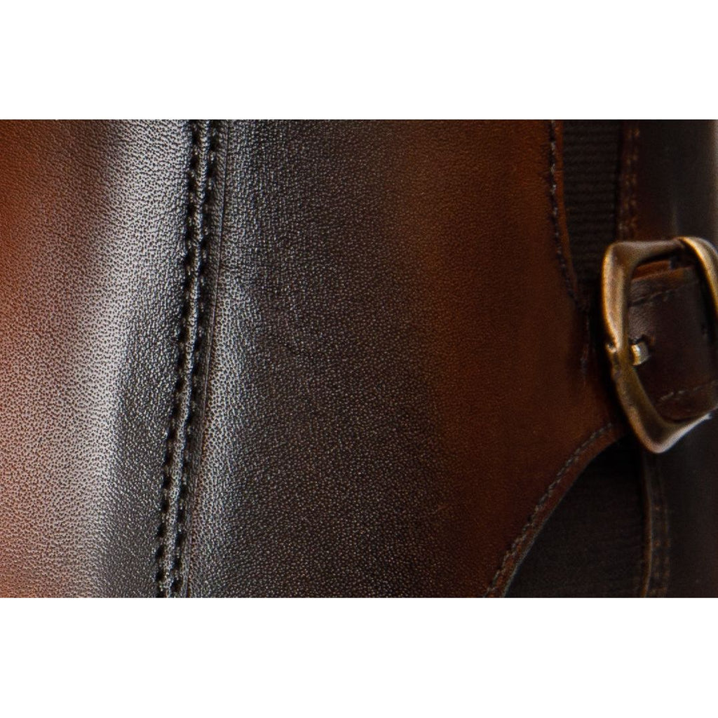 The Royal Hand Craft Tan Leather Double-Buckle Chelsea Men Boot
