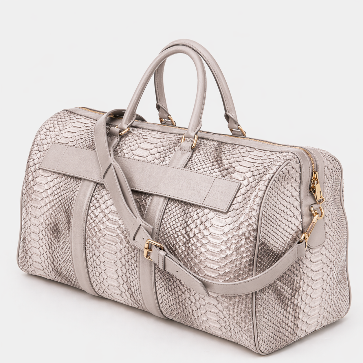 The Velar Nutural  Hand-Painted Snake Leather Weekender Bag