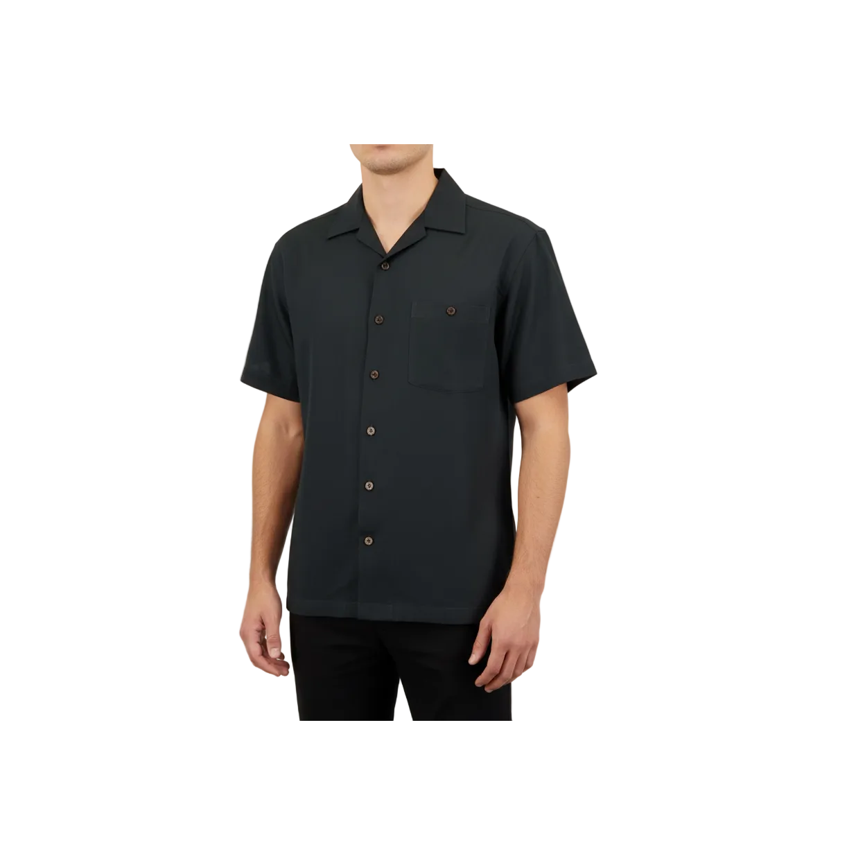 Men's Short Sleeves Summer Shirt by Indygo Smith Soft Rayon Blend 828-92 Black