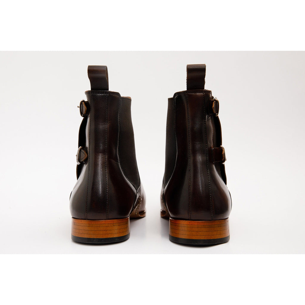 The Royal Hand Craft Tan Leather Double-Buckle Chelsea Men Boot
