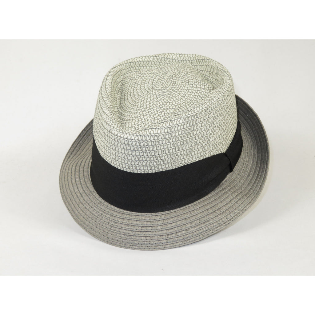 Men's Broner Summer Hat Woven Straw Style TRIPLE CROWN 84-703 Grey
