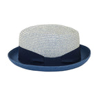 Men's Broner Summer Hat Woven Straw Style TRIPLE CROWN 84-704 Blue