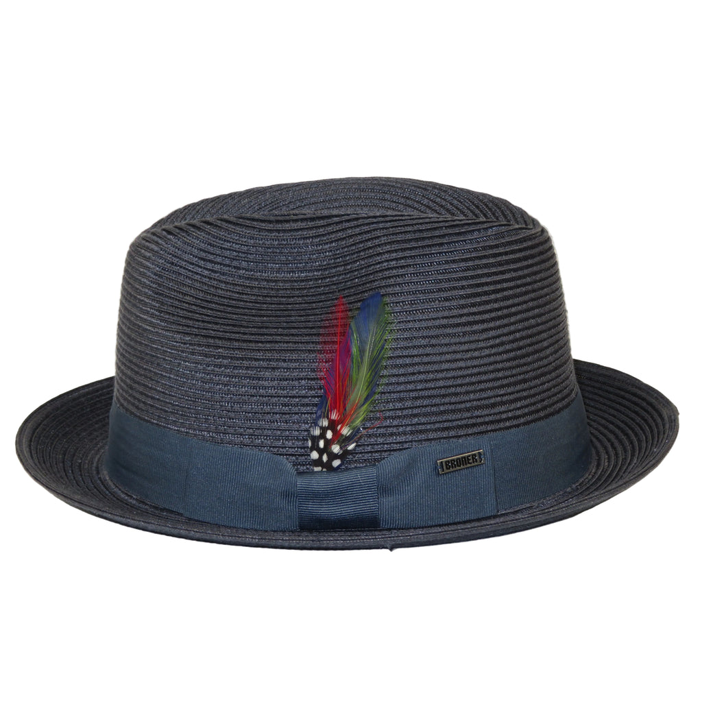 Men's Broner Summer Hat Woven Straw Style Safari HARMONY 84-734 Navy