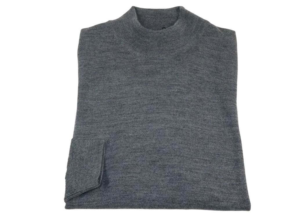 Men PRINCELY Italian Wool Blend Pullover Mock Slim 84001-00 Basti Dark Gray 114