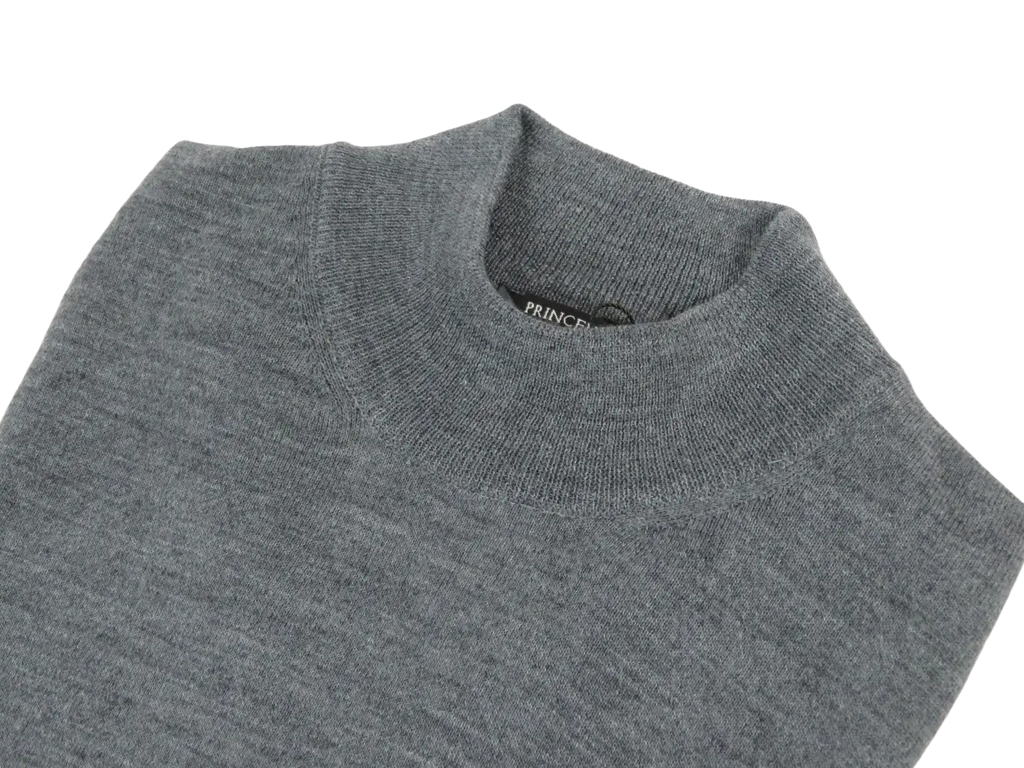 Men PRINCELY Italian Wool Blend Pullover Mock Slim 84001-00 Basti Dark Gray 114