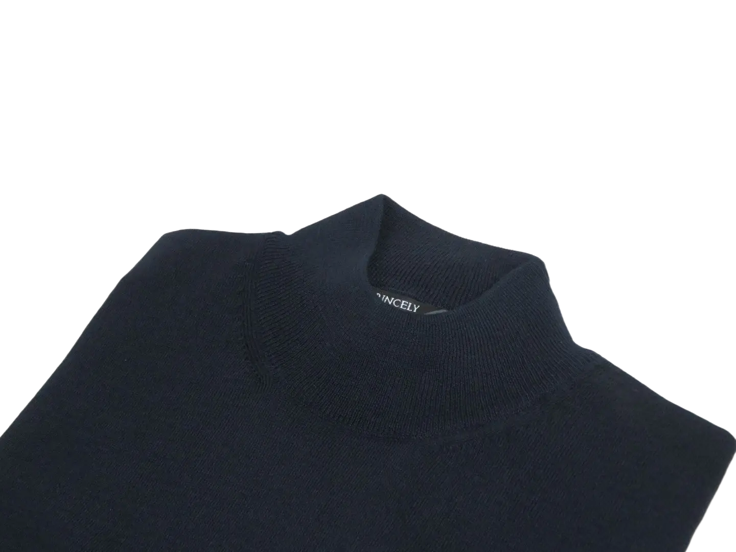 Men PRINCELY Italian Wool Blend Pullover Mock Slim 84001-00 Laci Navy 102