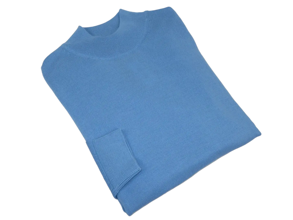 Men PRINCELY Italian Wool Blend Pullover Mock Slim 84001-00 Mavi Sky Blue 112