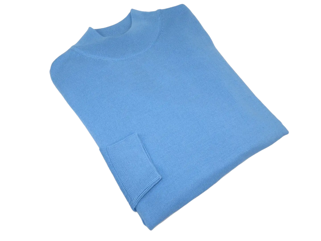 Men PRINCELY Italian Wool Blend Pullover Mock Slim 84001-00 Mavi Sky Blue 112