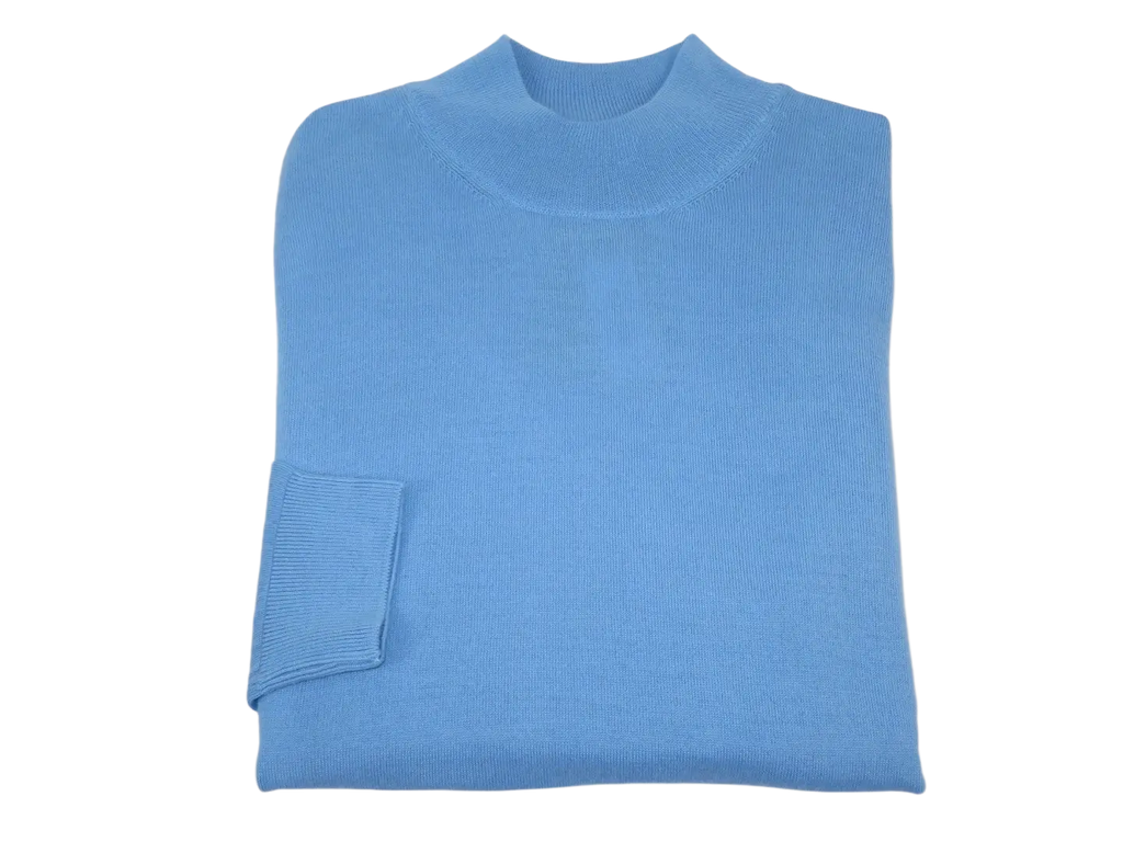 Men PRINCELY Italian Wool Blend Pullover Mock Slim 84001-00 Mavi Sky Blue 112