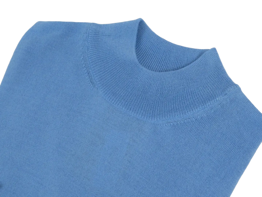 Men PRINCELY Italian Wool Blend Pullover Mock Slim 84001-00 Mavi Sky Blue 112