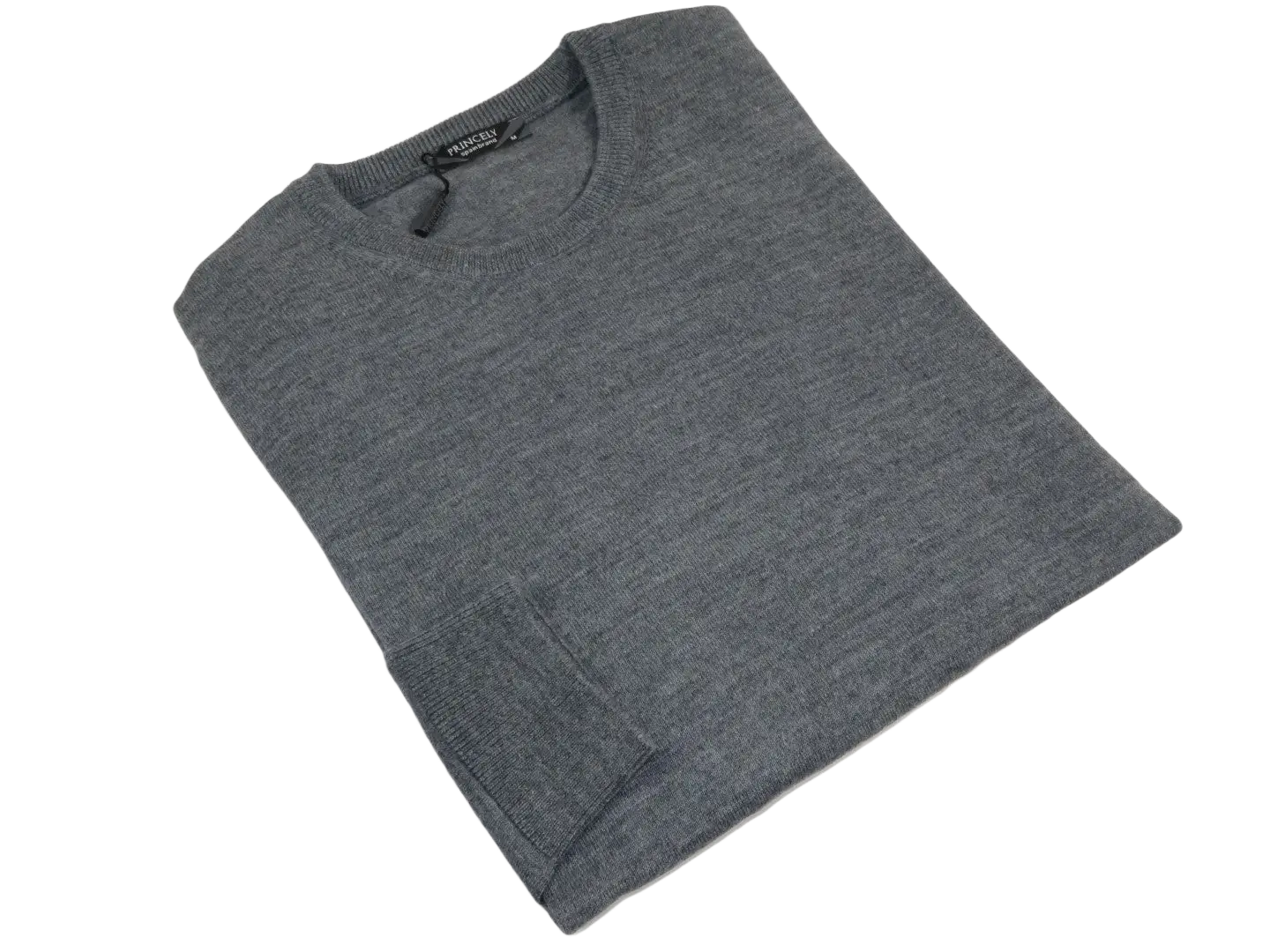 Men PRINCELY Italian Wool Blend Crew Pullover Slim 84001-30 Basti Mid Gray 114