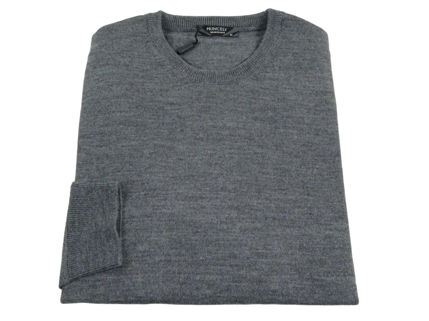 Men PRINCELY Italian Wool Blend Crew Pullover Slim 84001-30 Basti Mid Gray 114