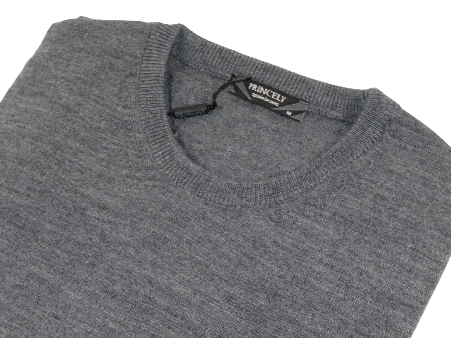 Men PRINCELY Italian Wool Blend Crew Pullover Slim 84001-30 Basti Mid Gray 114