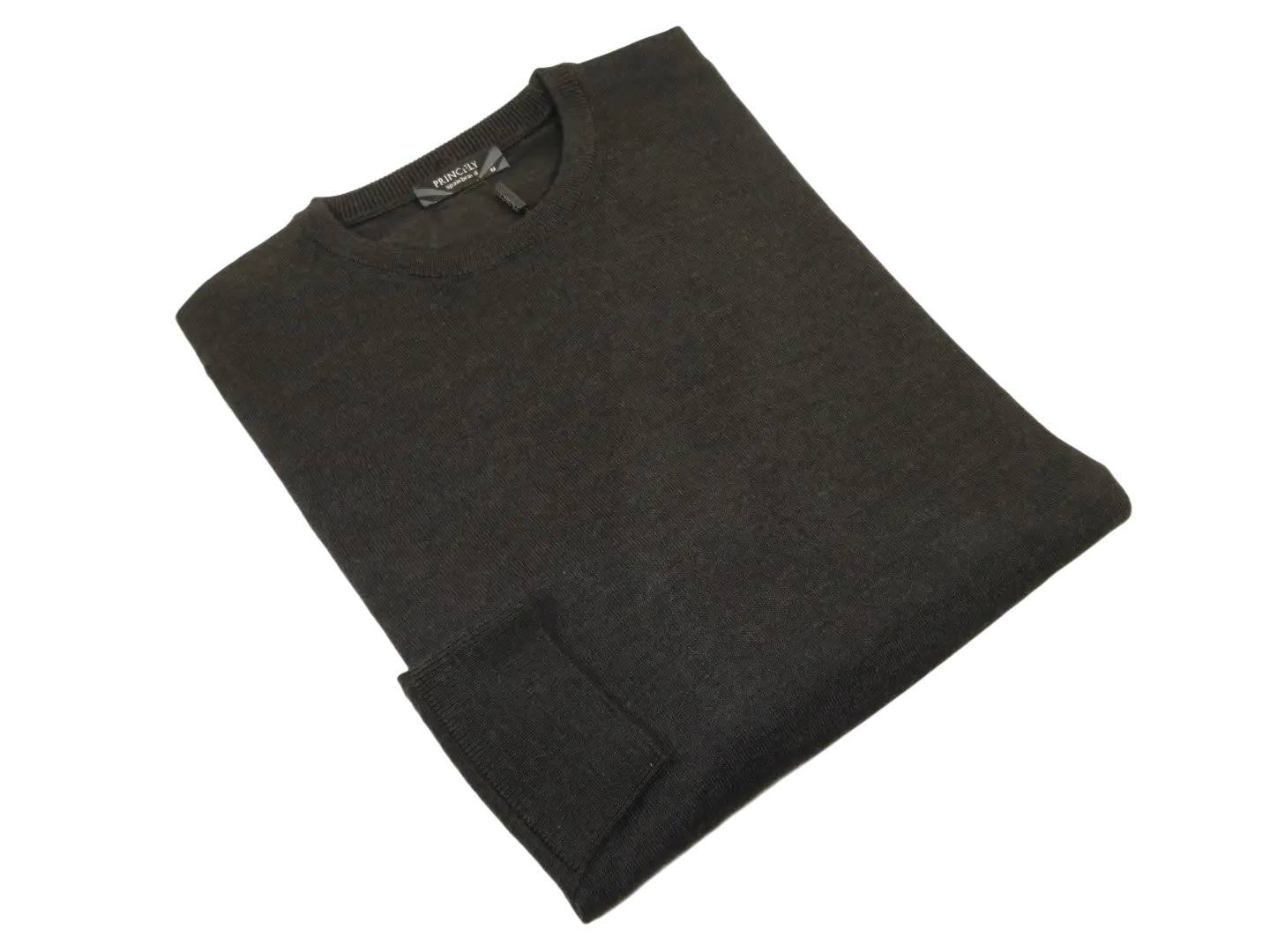 Men PRINCELY Italian Wool Crew Pullover Slim 84001-30 Antrasit Charcoal 103