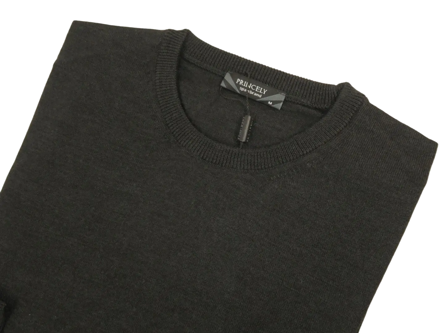 Men PRINCELY Italian Wool Crew Pullover Slim 84001-30 Antrasit Charcoal 103