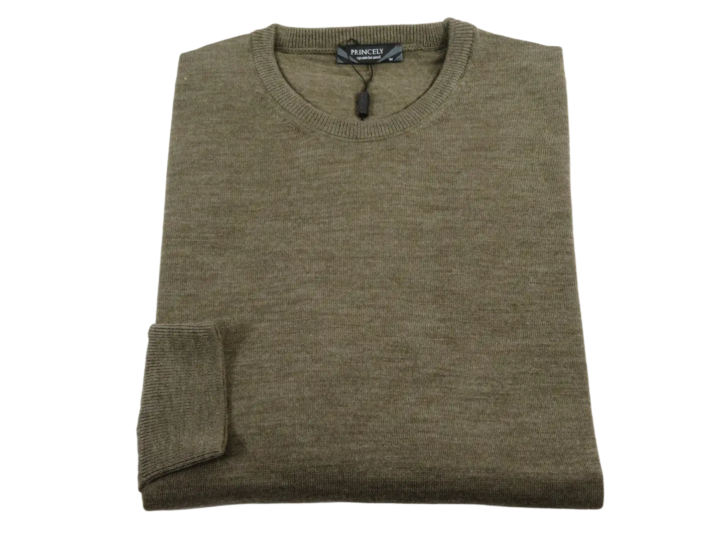 Men PRINCELY Italian Wool Blend Crew Pullover Slim 84001-30 Cles Taupe 979
